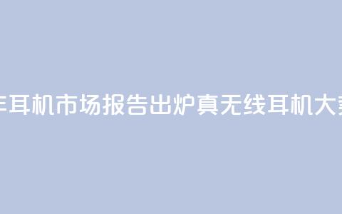 2024上半年耳机市场报告出炉:真无线耳机大势已去 第1张 2024上半年耳机市场报告出炉:真无线耳机大势已去 第1张
