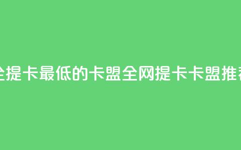 全网辅助最全提卡最低的卡盟 - 全网提卡卡盟推荐指南~ 第1张 全网辅助最全提卡最低的卡盟 - 全网提卡卡盟推荐指南~ 第1张