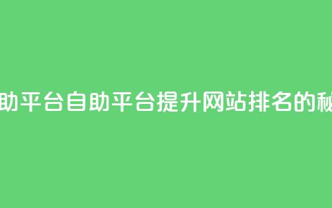 自助平台(自助平台:提升网站排名的秘籍) 第1张 自助平台(自助平台:提升网站排名的秘籍) 第1张