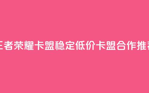 王者荣耀卡盟 稳定低价卡盟合作推荐 第1张 王者荣耀卡盟 稳定低价卡盟合作推荐 第1张
