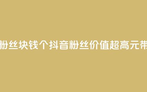 抖音粉丝1块钱10个(抖音粉丝价值超高，1元带来10个！) 第1张