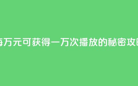 每万元可获得一万次播放的秘密攻略 第1张 每万元可获得一万次播放的秘密攻略 第1张