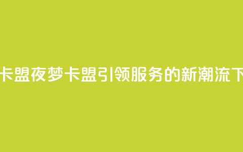 夜梦卡盟 - 夜梦卡盟:引领SEO服务的新潮流~ 第1张 夜梦卡盟 - 夜梦卡盟:引领SEO服务的新潮流~ 第1张