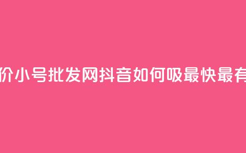 小红书低价小号批发网 - 抖音如何吸最快最有效 第1张 小红书低价小号批发网 - 抖音如何吸最快最有效 第1张