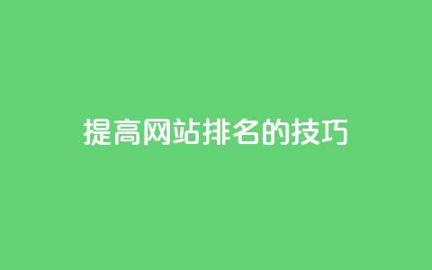 提高网站排名的技巧 第1张 提高网站排名的技巧 第1张