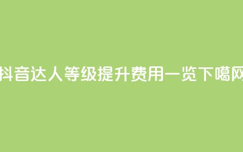 抖音达人等级提升费用一览 第1张 抖音达人等级提升费用一览 第1张