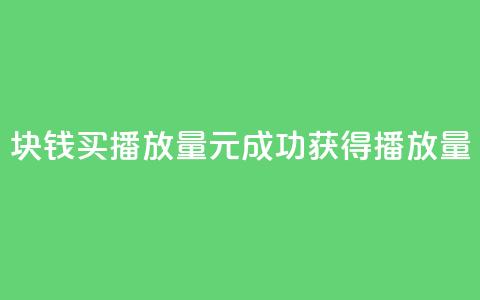 1块钱买播放量(1元成功获得播放量) 第1张 1块钱买播放量(1元成功获得播放量) 第1张