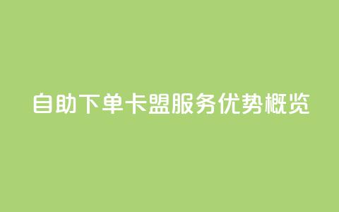 自助下单卡盟服务优势概览 第1张 自助下单卡盟服务优势概览 第1张