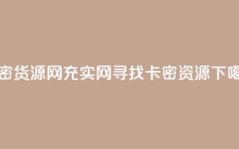 卡密货源网(充实网,寻找卡密资源) 第1张 卡密货源网(充实网,寻找卡密资源) 第1张