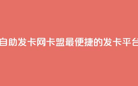 自助发卡网卡盟——最便捷的发卡平台 第1张 自助发卡网卡盟——最便捷的发卡平台 第1张