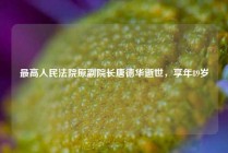最高人民法院原副院长唐德华逝世，享年89岁