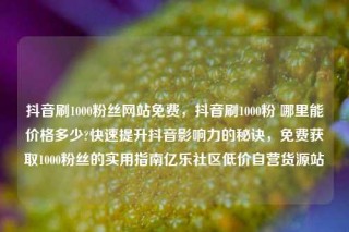 抖音刷1000粉丝网站免费，抖音刷1000粉 哪里能价格多少?快速提升抖音影响力的秘诀，免费获取1000粉丝的实用指南亿乐社区低价自营货源站