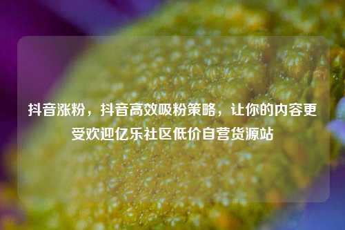 抖音涨粉，抖音高效吸粉策略，让你的内容更受欢迎亿乐社区低价自营货源站  第1张