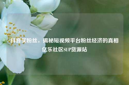抖音买粉丝，揭秘短视频平台粉丝经济的真相亿乐社区SUP货源站  第1张