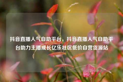 抖音直播人气自助平台，抖音直播人气自助平台助力主播成长亿乐社区低价自营货源站  第1张