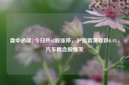 盘中必读|今日共68股涨停，沪指震荡收跌0.4%，汽车概念股爆发  第1张