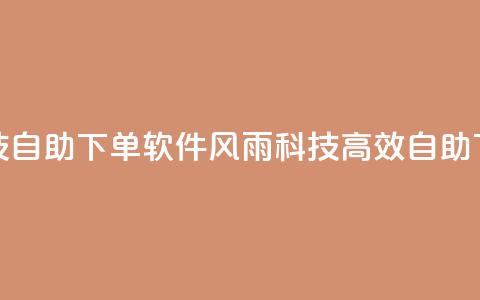 风雨科技自助下单软件(风雨科技高效自助下单软编)  第1张