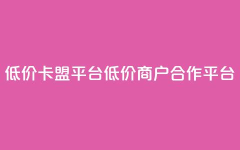 低价卡盟平台(低价商户合作平台)  第1张
