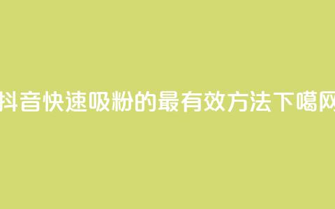 抖音快速吸粉的最有效方法  第1张