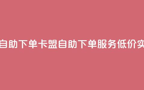 卡盟低价自助下单(卡盟自助下单服务，低价实惠)  第1张