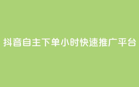 抖音自主下单24小时快速推广平台  第1张