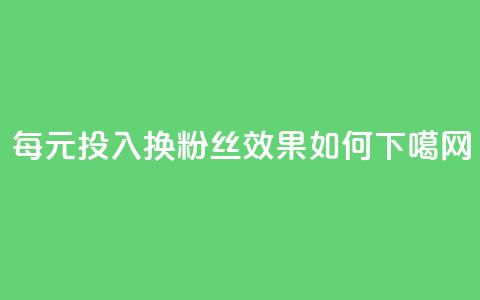 每元投入换1000粉丝，效果如何？  第1张