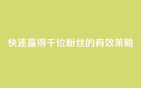 快速赢得千位粉丝的有效策略 第1张 快速赢得千位粉丝的有效策略 第1张