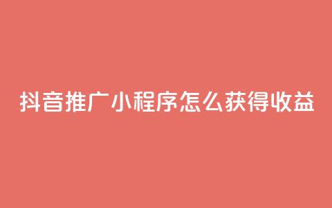 抖音推广小程序怎么获得收益 - 如何利用抖音推广小程序赚取收益。  第1张