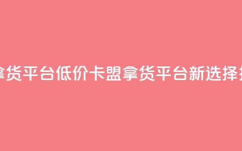 卡盟低价拿货平台 - 低价卡盟拿货平台新选择推荐。  第1张