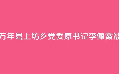 江西万年县上坊乡党委原书记李佩霞被“双开”  第1张