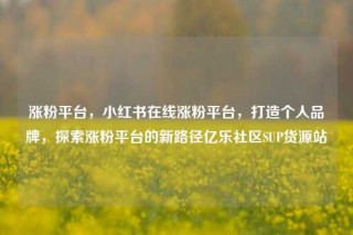 涨粉平台，小红书在线涨粉平台，打造个人品牌，探索涨粉平台的新路径亿乐社区SUP货源站