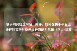 快手购买粉丝网站，揭秘，如何在快手平台上通过购买粉丝快速提升影响力亿乐社区SUP货源站