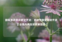 国家发改委谈稳定外资：将研究制定鼓励外资企业境内再投资政策措施