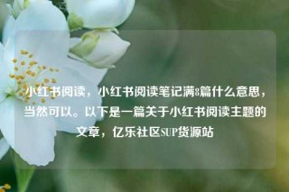 小红书阅读，小红书阅读笔记满8篇什么意思，当然可以。以下是一篇关于小红书阅读主题的文章，亿乐社区SUP货源站