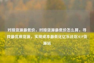对接货源最低价，对接货源最低价怎么算，寻找最优质货源，实现成本最低化亿乐社区SUP货源站
