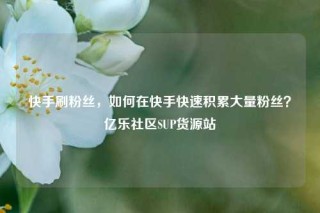 快手刷粉丝，如何在快手快速积累大量粉丝？亿乐社区SUP货源站