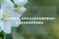 小红书刷粉丝，如何在小红书中快速积累粉丝？亿乐社区低价自营货源站