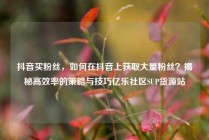 抖音买粉丝，如何在抖音上获取大量粉丝？揭秘高效率的策略与技巧亿乐社区SUP货源站