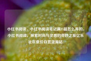 小红书阅读，小红书阅读笔记满15篇怎么弄的，小红书阅读，探索时尚与灵感的奇妙之旅亿乐社区低价自营货源站