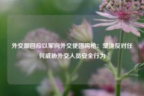 外交部回应以军向外交使团鸣枪：坚决反对任何威胁外交人员安全行为