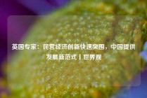 英国专家：民营经济创新快速突围，中国提供发展新范式丨世界观