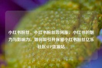 小红书粉丝，小红书粉丝如何涨，小红书的魅力与影响力，如何吸引并保留小红书粉丝亿乐社区SUP货源站