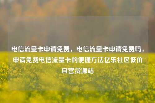 电信流量卡申请免费，电信流量卡申请免费吗	，申请免费电信流量卡的便捷方法亿乐社区低价自营货源站  第1张