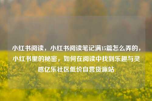 小红书阅读，小红书阅读笔记满15篇怎么弄的	，小红书里的秘密，如何在阅读中找到乐趣与灵感亿乐社区低价自营货源站  第1张