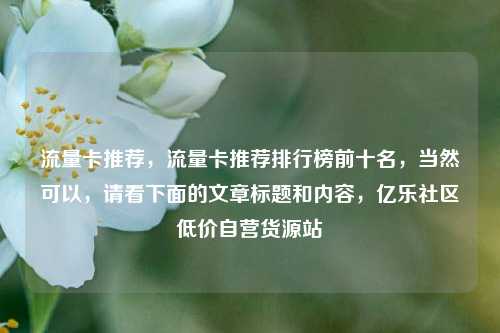 流量卡推荐	，流量卡推荐排行榜前十名，当然可以，请看下面的文章标题和内容	，亿乐社区低价自营货源站  第1张