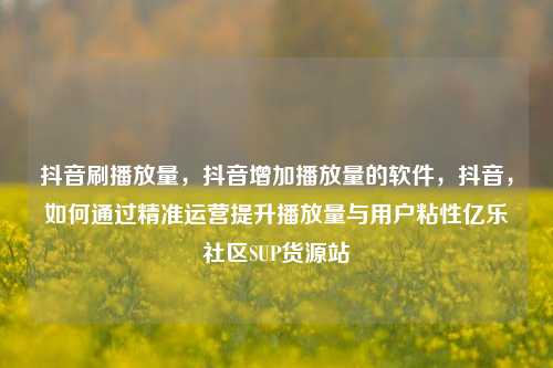 抖音刷播放量，抖音增加播放量的软件	，抖音，如何通过精准运营提升播放量与用户粘性亿乐社区SUP货源站  第1张