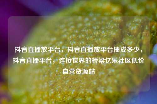 抖音直播放平台，抖音直播放平台抽成多少，抖音直播平台	，连接世界的桥梁亿乐社区低价自营货源站  第1张