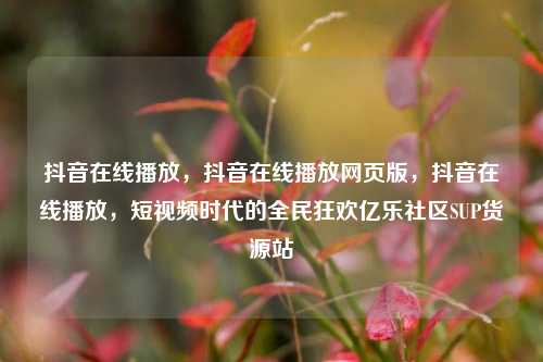 抖音在线播放，抖音在线播放网页版，抖音在线播放	，短视频时代的全民狂欢亿乐社区SUP货源站  第1张
