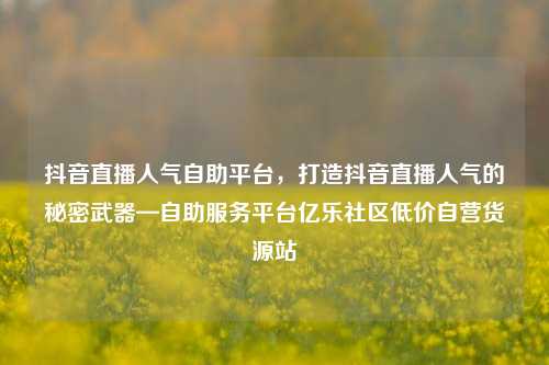 抖音直播人气自助平台，打造抖音直播人气的秘密武器—自助服务平台亿乐社区低价自营货源站  第1张