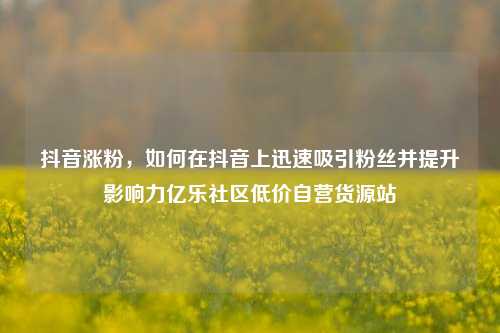 抖音涨粉	，如何在抖音上迅速吸引粉丝并提升影响力亿乐社区低价自营货源站  第1张